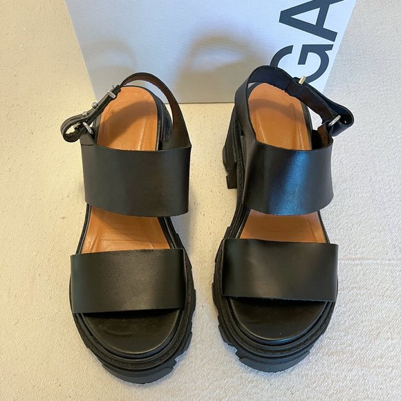 Ganni Cleated High Heel Sandal, Black, Size 9 - Picture 4 of 17